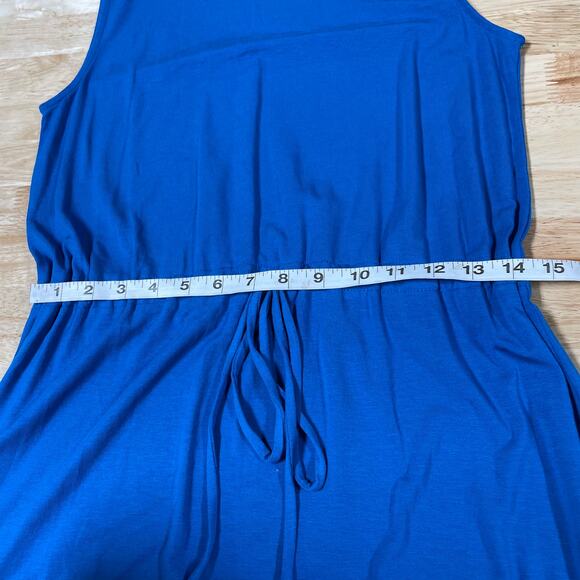 Eileen Fisher NWT Mock Neck Drawstring Tie Waist Blue Marne Size XS Sleeveless - Picture 5 of 9